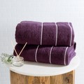 Hastings Home 2-piece Luxury Cotton Towel Set, Bath Sheet Made From 100% Zero Twist Cotton, (Eggplant/White) 274490CZW